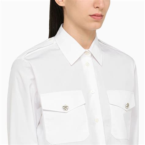 camicia donna prada|Camicia in cotone in Bianco .